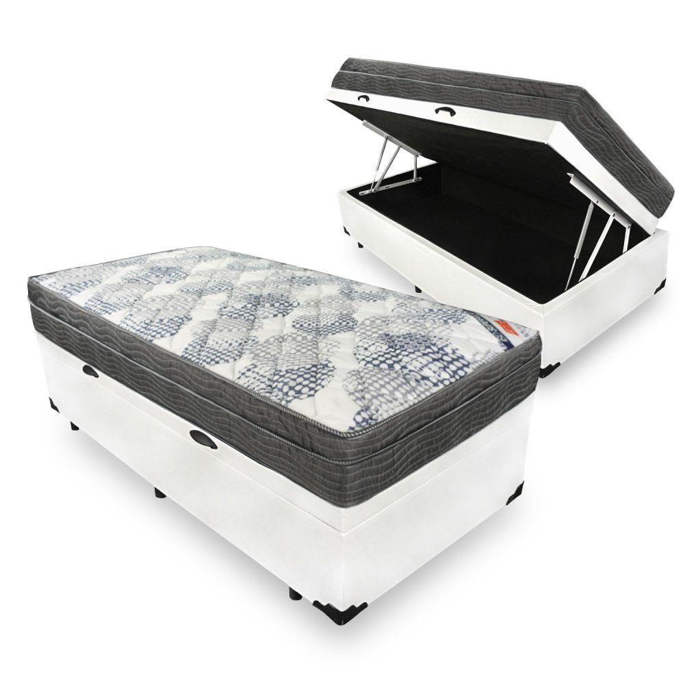 Cama Box Com Baú Solteiro + Colchão De Molas Ensacadas - Ortobom - ISO SuperPocket - 88x188x67cm em Oferta na Shopee