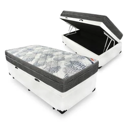 Cama Box Baú com Colchão de Molas Ensacadas Ortobom ISO SuperPocket Solteiro 88cm