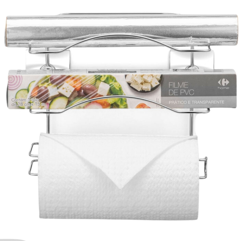 Suporte Papel Toalha Aluminio Pvc Fixação Dupla Face Sem Furo 3m Parede Cozinha Cromado Arthi em Oferta na Shopee