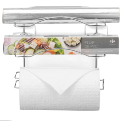 Suporte Papel Toalha Aluminio Pvc Fixação Dupla Face Sem Furo 3m Parede Cozinha Cromado Arthi