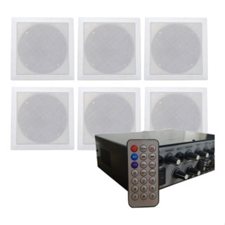 Kit 6 Arandela + Receiver Som Teto Gesso Alto Falante 6 480w em Oferta na Shopee