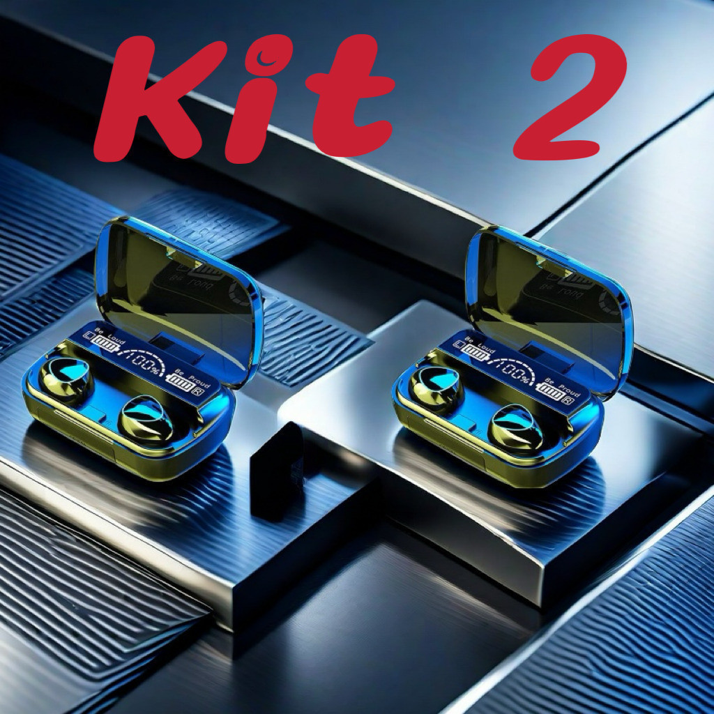 Kit 2 M10 Bluetooth 5.1 Fones de ouvido sem fio TWS estéreo com carregador Power Bank   MING em Oferta na Shopee