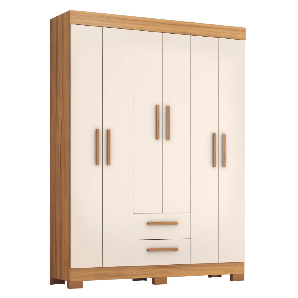 Guarda Roupas Casal 6 Portas 2 Gavetas Libano Madeirado / Off White Notável - Home & Living