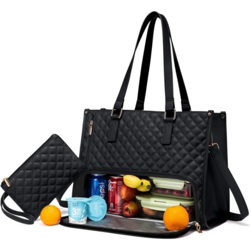 2Pcs Bolsa Térmica Feminina 15.6” com Compartimento para Notebook Impermeável Alça Transve...