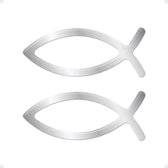 Par Adesivos Peixe Cristão Evangelico Emblema Cromado Carro