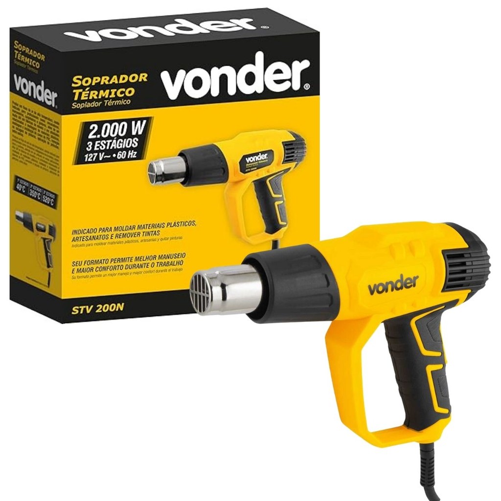 Soprador Térmico 2000W para Envelopamento Automotivo, Construção Cívil até 550°C - Vonder em Oferta na Shopee