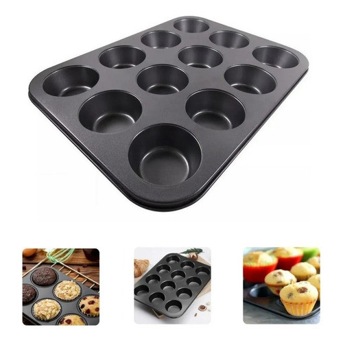 Forma De Aluminio Cupcake 12 Cavidades Antiarente em Oferta na Shopee