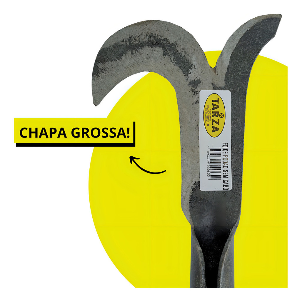 Foice Podão Sem Cabo Chapa Grossa Resistente Amolada Afiada Profissional TARZA