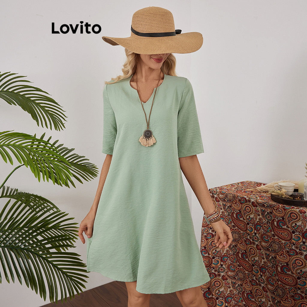 Lovito Vestido básico casual simples para mulheres LBL18247 - Women Clothes