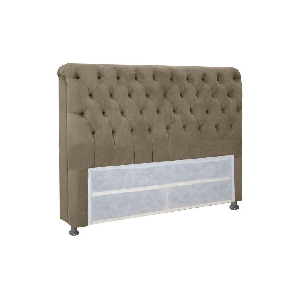 Cabeceira Cama Box Estofada King King Imperatriz Plus Suede Marrom Taupe - Simbal