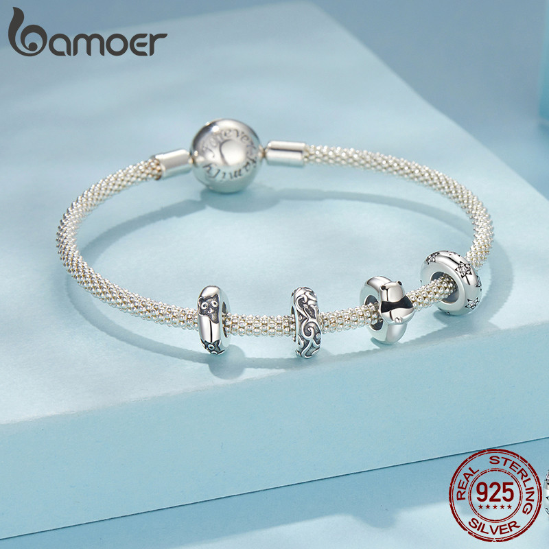Bamoer 925 Prata Esterlina Panda Gato Estrela Pingente Acessórios Coleção Pulseira em Oferta na Shopee