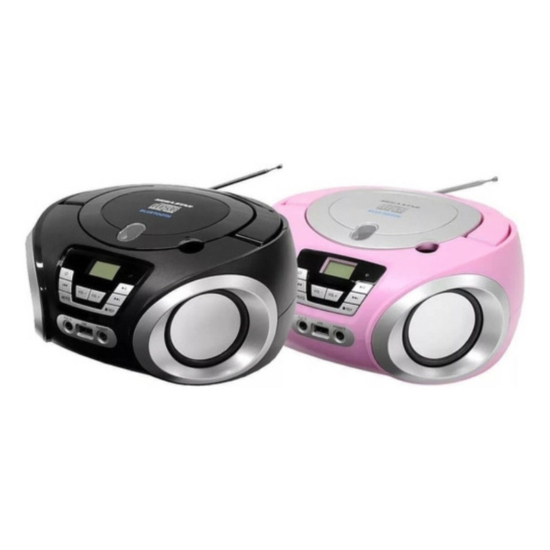 Rádio Microsystem Megastar MP-1842BT CD Bluetooth USB Bivolt Preto e Rosa