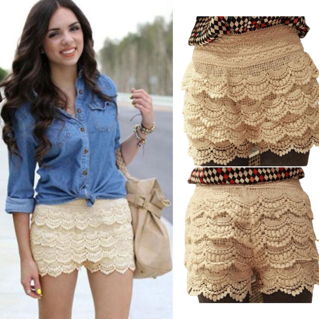 Short Saia Saída de Crochê Rendada Silver Fox em Oferta na Shopee