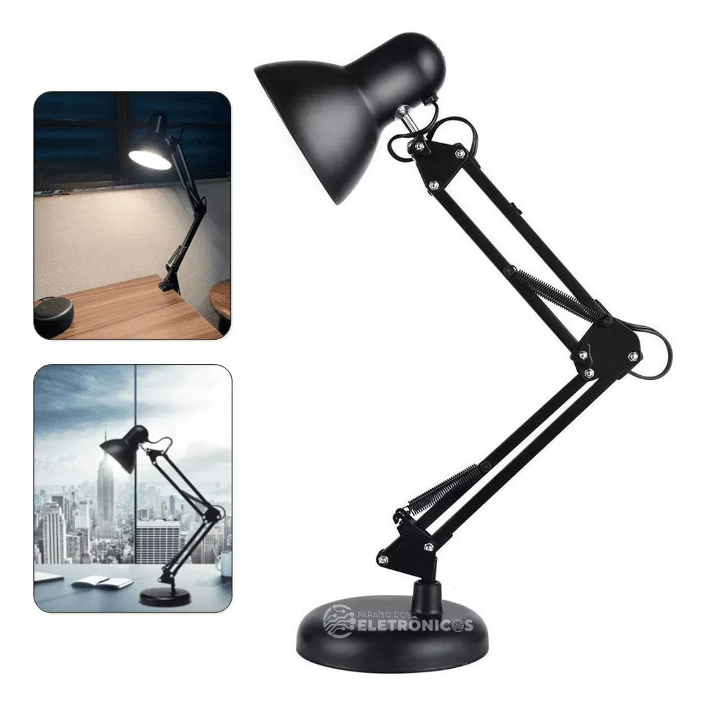Luminária Mesa Abajur Haste Articulável Base E Garra Bivolt  Iluminação Potente LK780