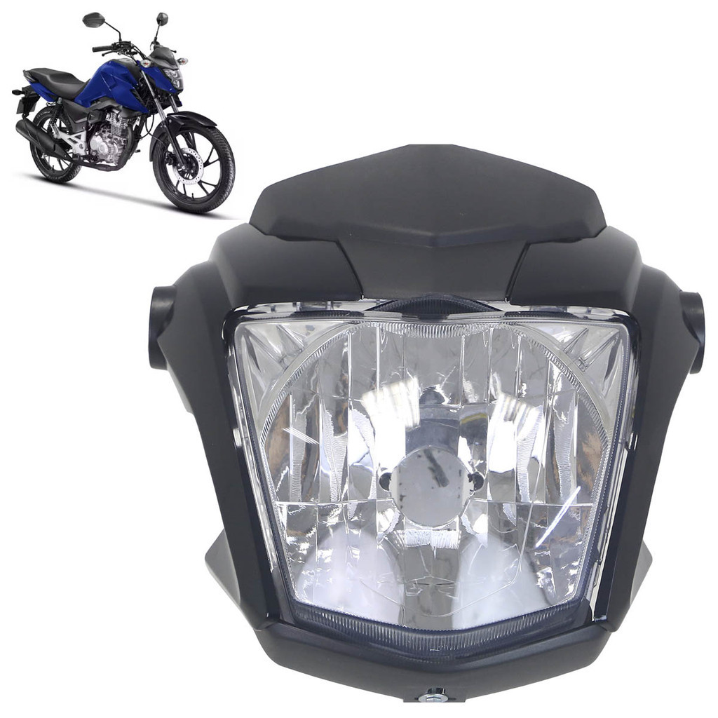 Kit Farol Dianteiro CG 160 Titan 2020 2021 Azul Cruzeiro Perolizado 4 Peças Lente Lisa Acrílico