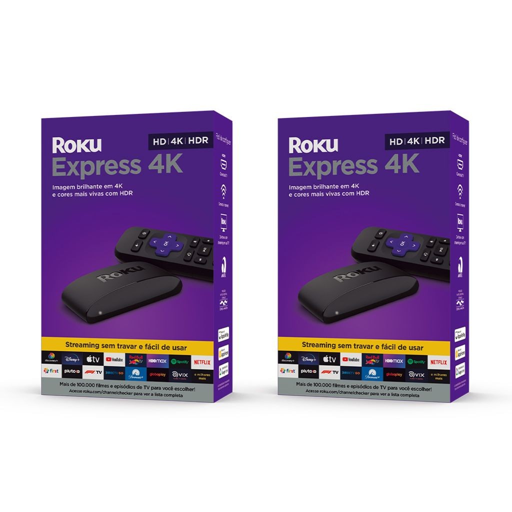 Combo 2 Roku Express 4K Loja Oficial compatível com Alexa, Siri e Google - Home Appliances