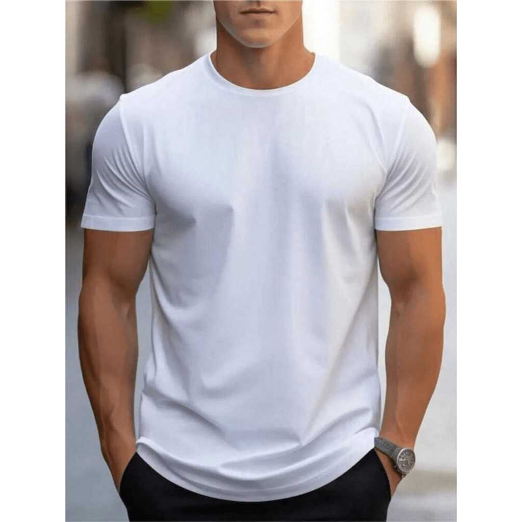 Camiseta Masculina Lisa Gola Redonda 100% Algodão 30.1 Penteado - Camisa Básica Premium