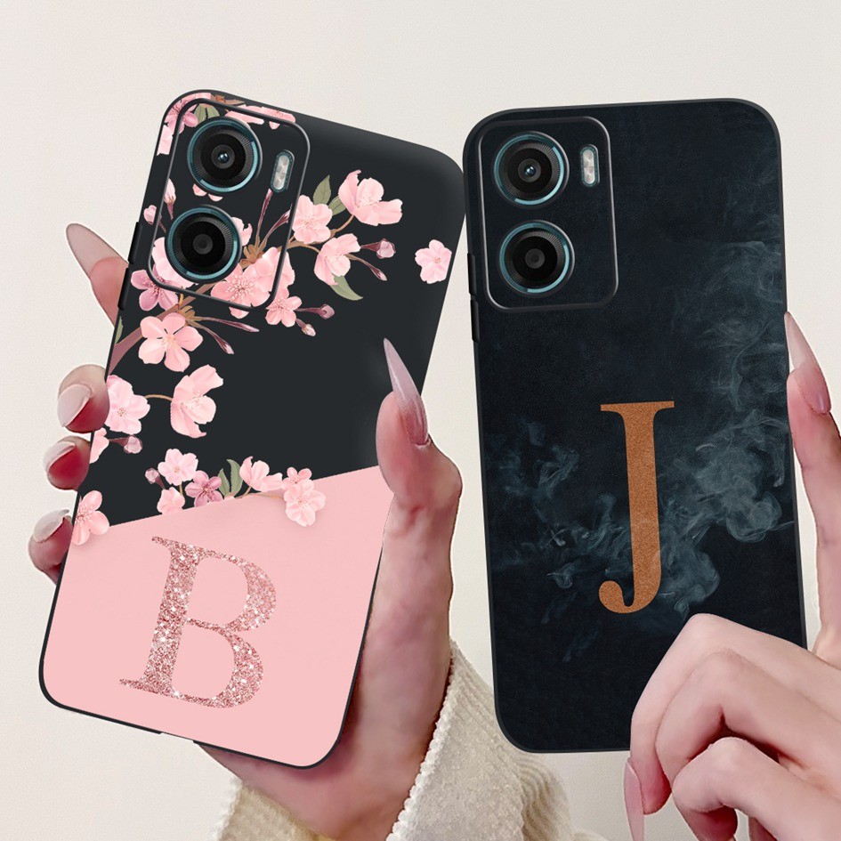 Para Motorola Moto G05 Caso E15 G15 4G Capa Moda Flor Nevoeiro Letras À Prova De
