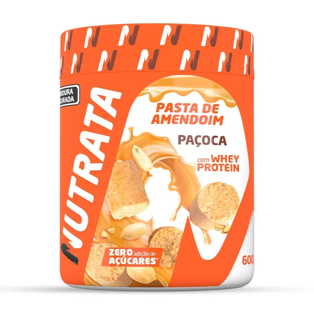 Pasta De Amendoim Com Whey Protein 600g Nutrata Paçoca em Oferta na Shopee
