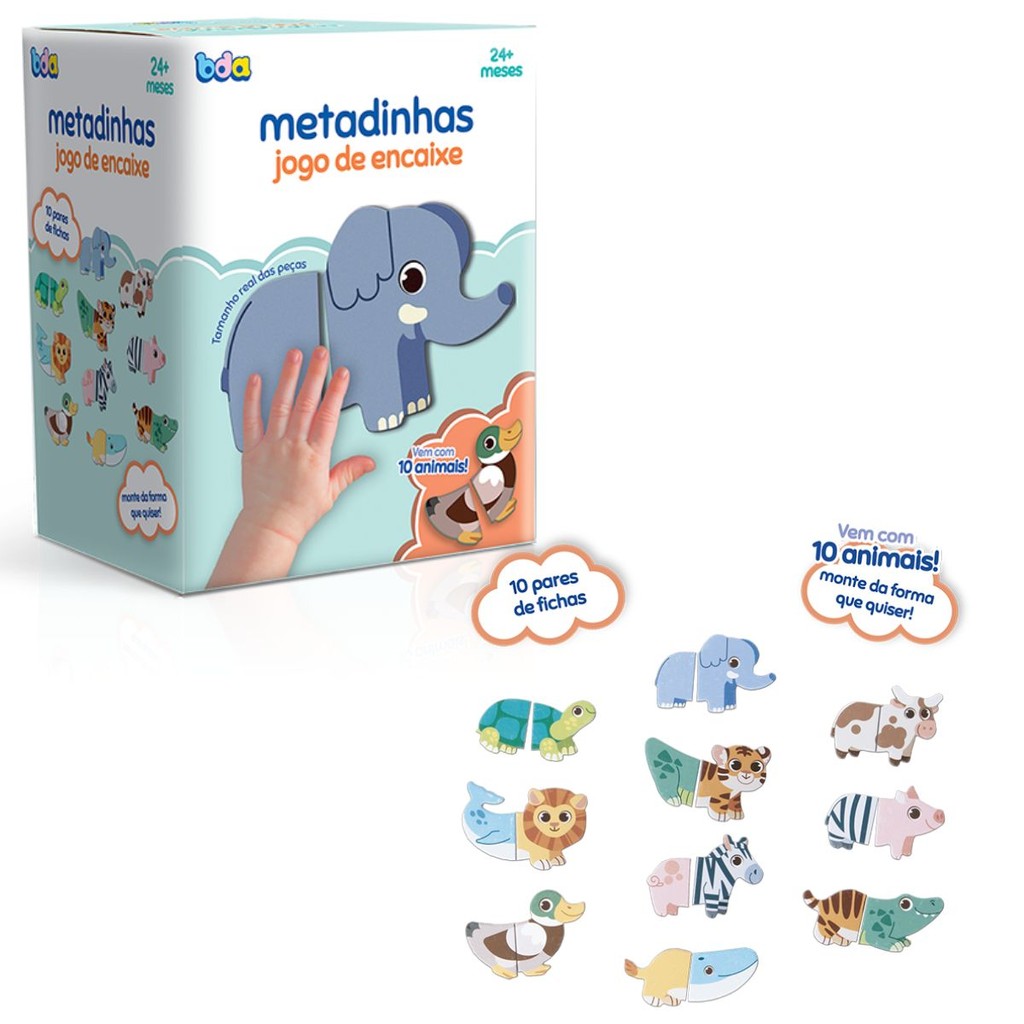 Jogo de Encaixe Infantil Metadinhas Animais 3184 - Toyster em Oferta na Shopee