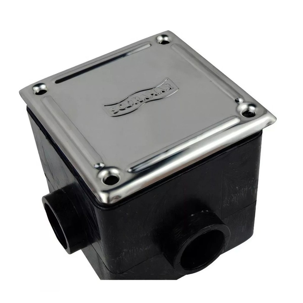Caixa De Passagem Plástica Tampa Quadrada Aço Inox Refletor Piscinas com Prolongador para Lds