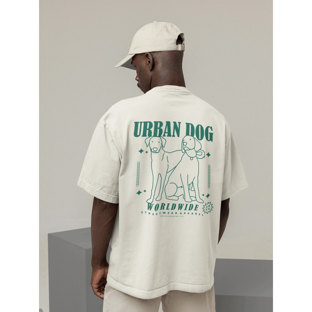 Camisa Camiseta Oversized Streetwear Masculino Urbano Treino Preto e Off Whte Estampado - URBAN DOG