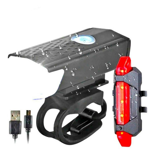 Kit Farol Bike Luz Led Usb Recarregável Lanterna E Farol Bicicleta Luz Ultra Led A Prova D'agua 3 Funções 300