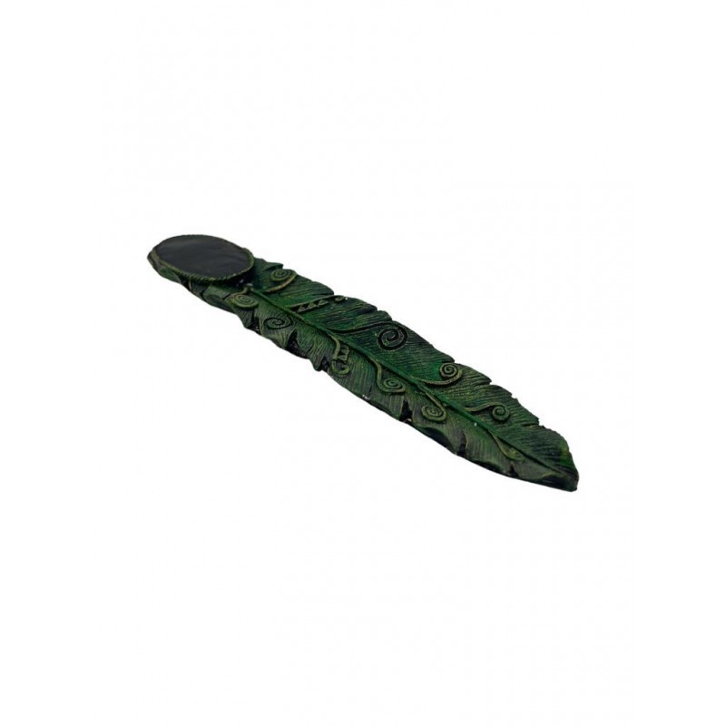 Incensário  Régua 23 cm Universal Folha Verde em Resina