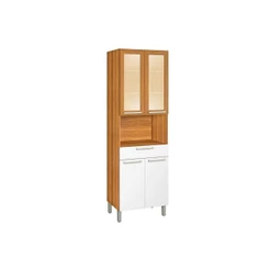 Paneleiro de Cozinha Burguesa c/ 4 Portas 1 Nicho p/ Forno e 1 Gaveta 70cm Freijó/Branco - Nesher