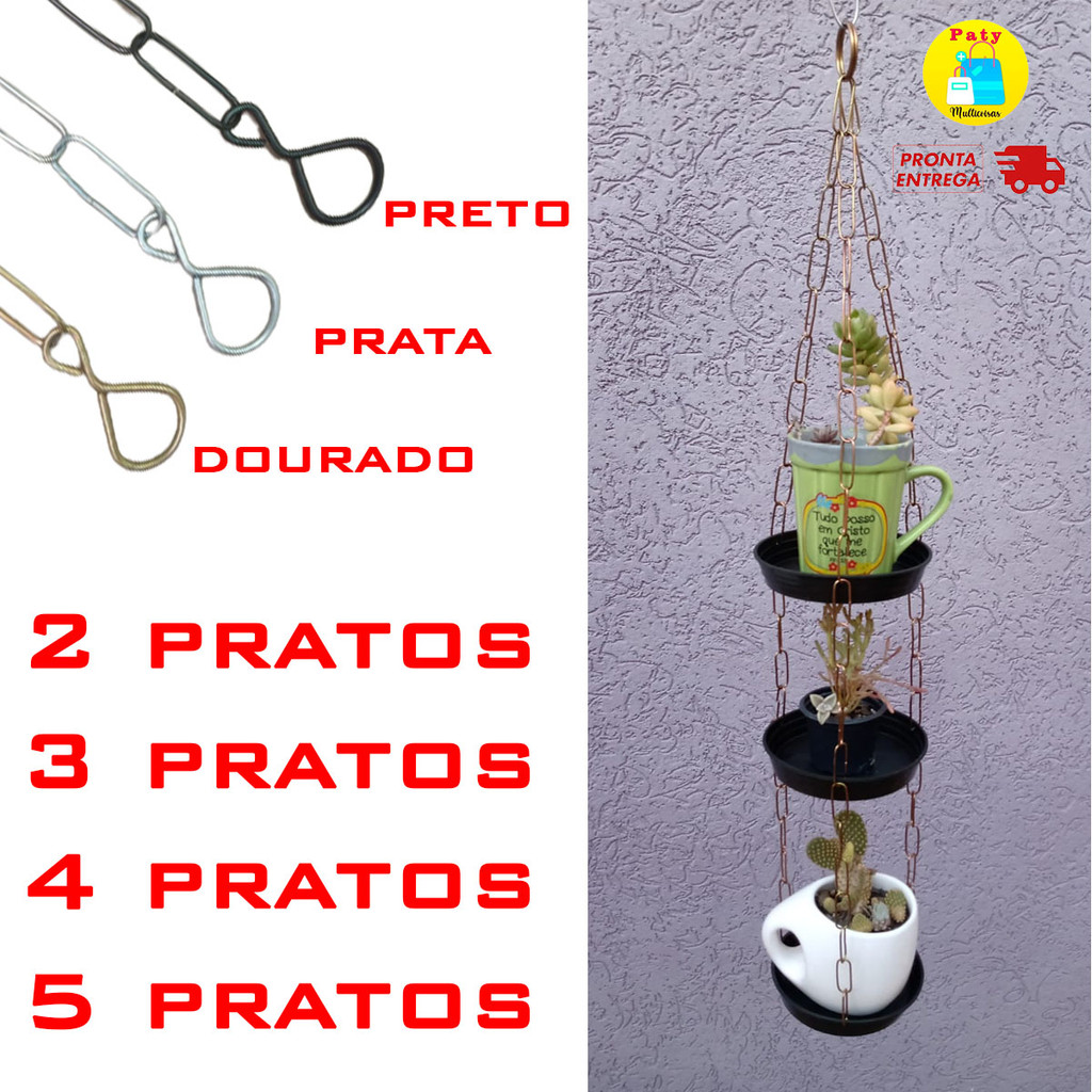 Violeteiro corrente metal 2 3 4 ou 5 pratos violeta pratinho