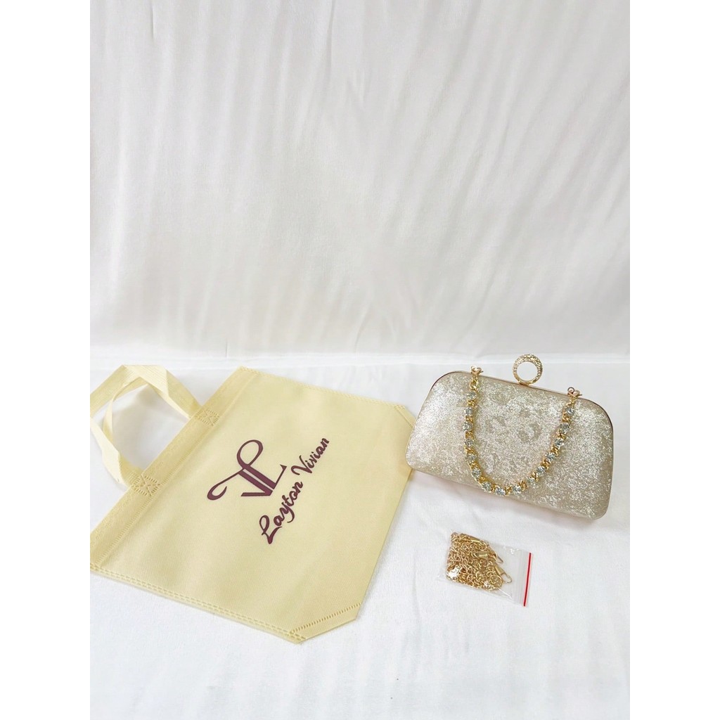 bolsa feminina clutch simples minimalista strass kisslock LaytonVivian para festa f61