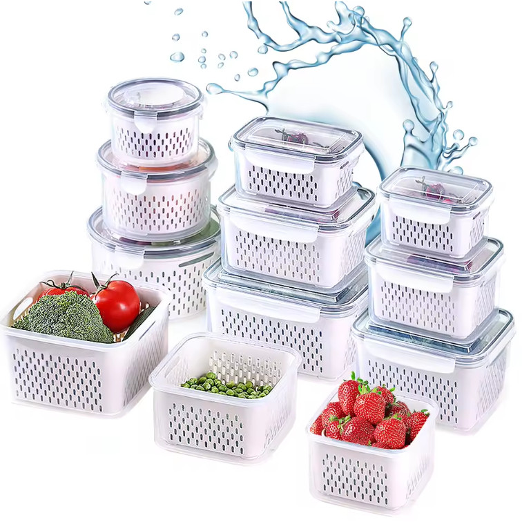 Kit 3 Potes Organizadore Herméticos Geladeira Organizador Alimentos Vegetais Cozinha Moderna Marmita