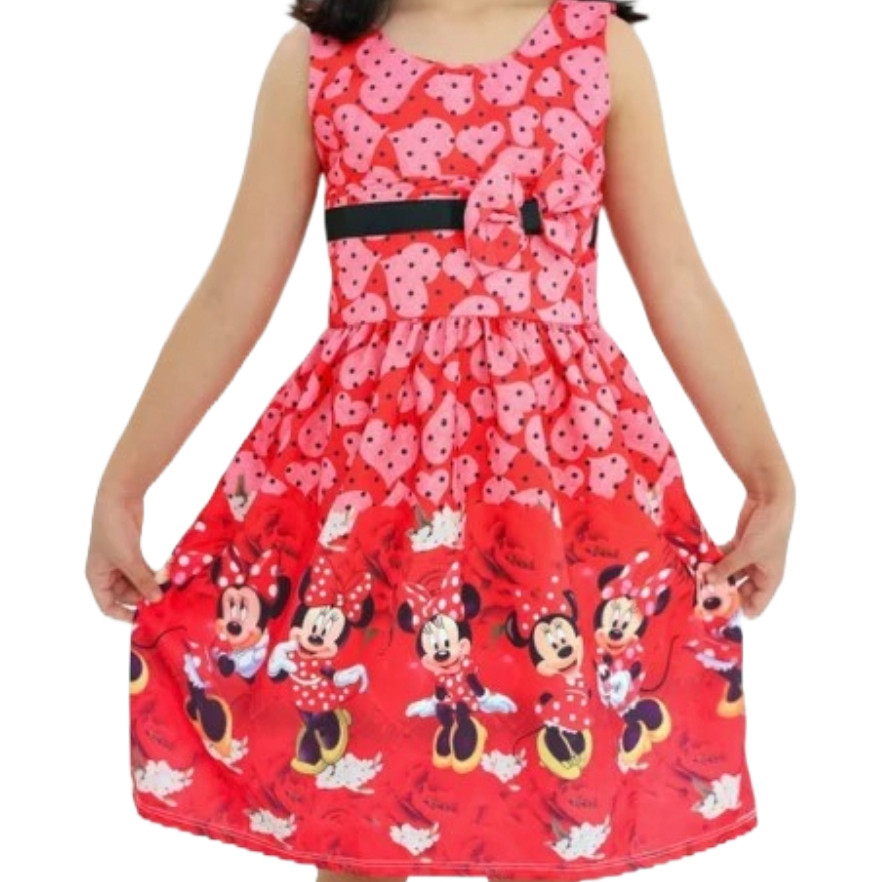 Vestido Infantil casual ou Festa Menina Minnie Vermelho Infantil