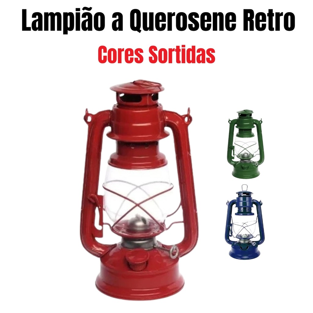 Lampião a Querosene Retro Modelo Antigo/ Cores Sortidas
