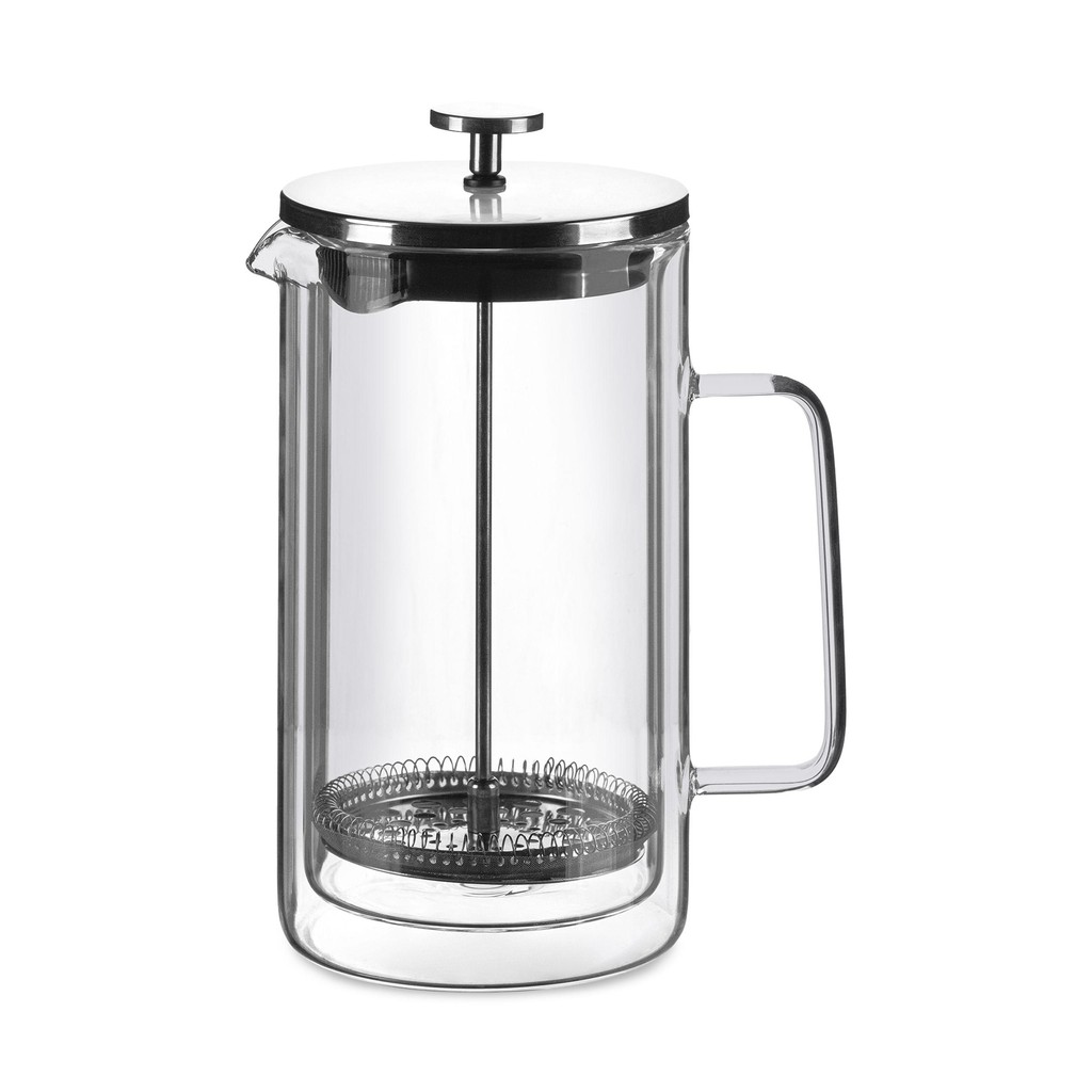 Cafeteira Francesa em Vidro Parede Dupla e Aço Inox 1L Prata