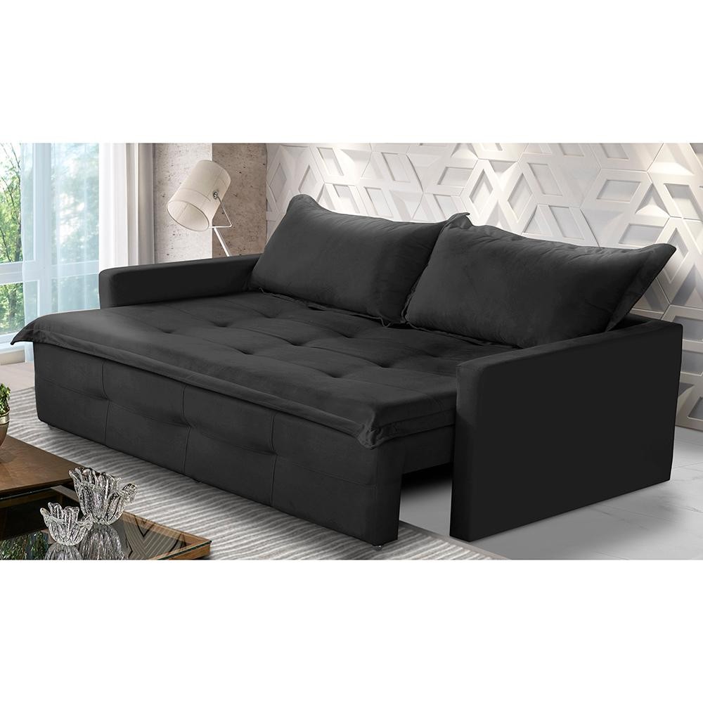 Sofá Sem Caixa Retrátil e Reclinável 1,65m com Molas Maísa Suede Adonai Estofados - Home & Living