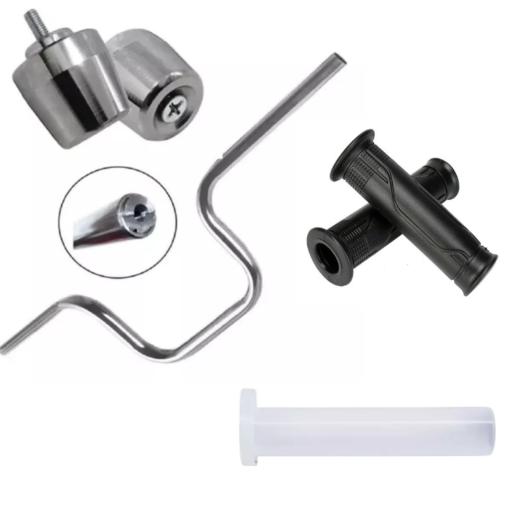 Guidão Ybr Com Pesinho Pcx e Par de Manoplas Roldana 125 2001 a 2015 Moto