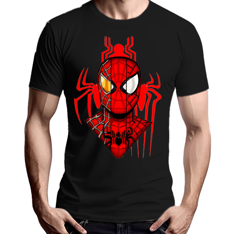 Camisa Spider-Man Estampada Homem Aranha Camiseta Básica Desenho Super Heróis