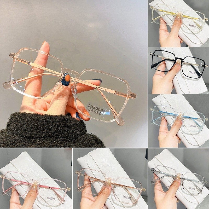 Óculos Anti-Azulados Femininos Radiação De Luz Plana Grande Armação Metálica Quadrada Substituíveis em Oferta na Shopee