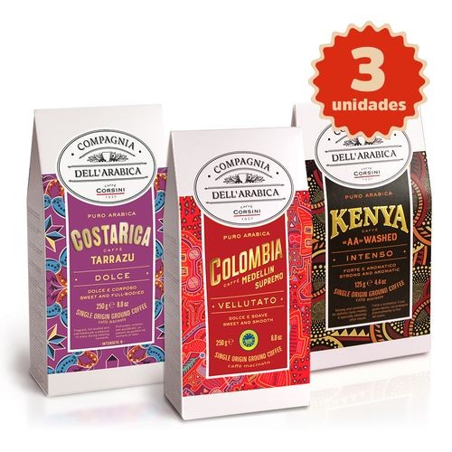 Kit Degustação Café Compagnia Dell'Arabica - Colômbia, Costa Rica e Quênia 3x250g em Oferta na Shopee