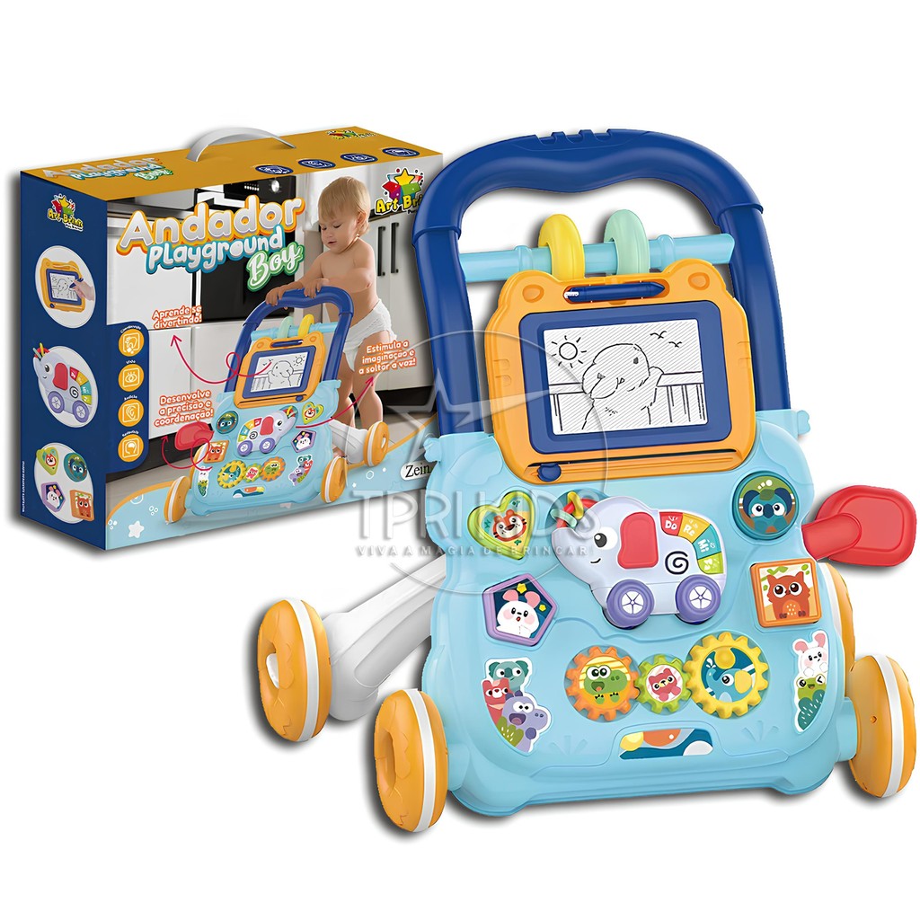 Andador Bebê Didático Musical Brinquedo Empurrar Carrinho Passeio Educativo Menino Menina Criança