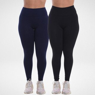 Kit 2 Calças Feminina Legging Flanelada Preta Cinza Azul Fitness Legue Não fica Transparente em Oferta na Shopee
