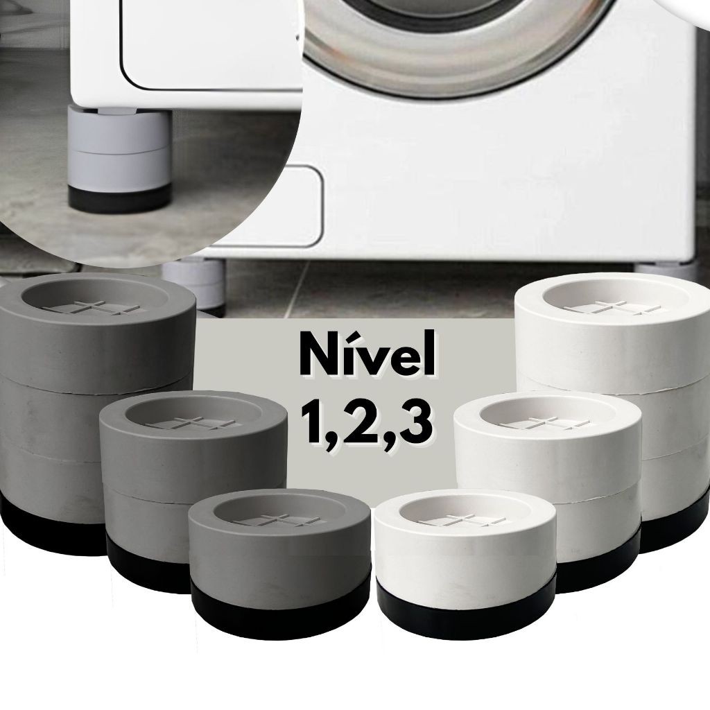 Kit Pés Para Máquina de Lavar Nivelador 4 Peças Anti-vibração e Ruído