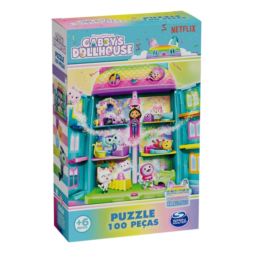 Quebra-Cabeça 100 peças Gabby's Dollhouse Brilhante Grow - 04690