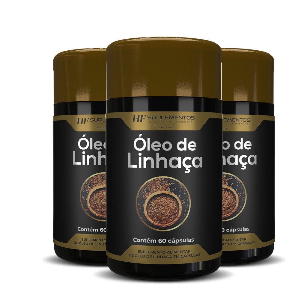 Kit 3x Óleo de Linhaça 1450mg HF Suplementos 60 Caps Premium Ômega 3 6 9 Natural Digestiva em Oferta na Shopee
