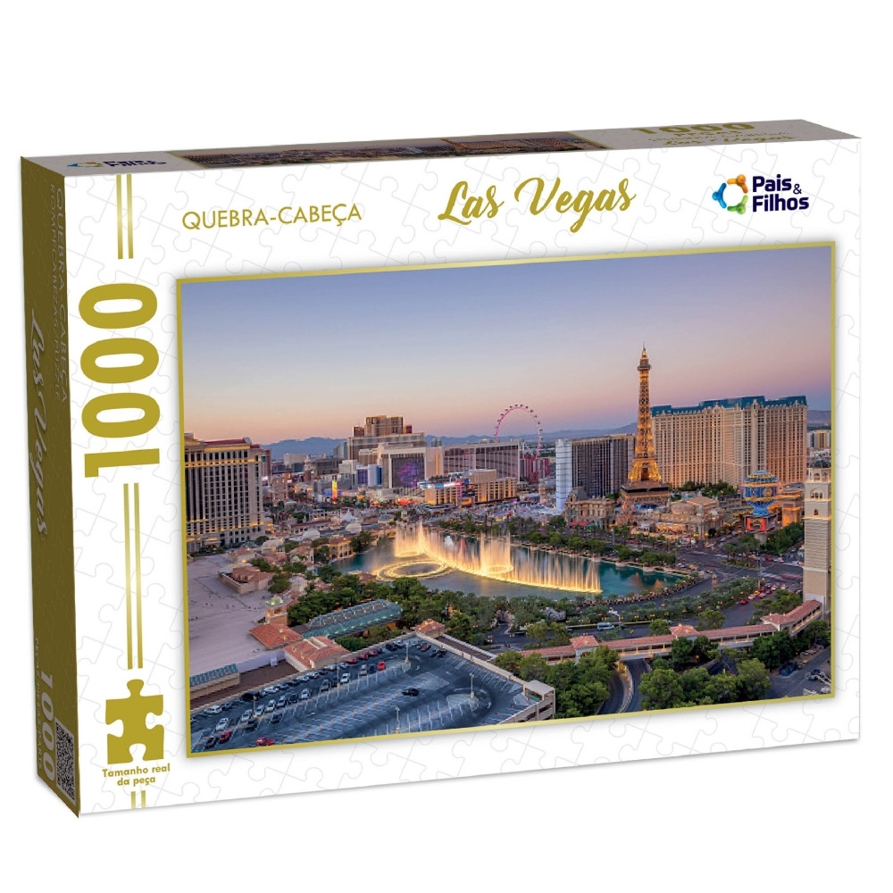 QUEBRA CABEÇA  LAS VEGAS 1000 PEÇAS PAIS E FILHOS PUZZLE PAISAGEM PONTO TURÍSTICO ESTADOS UNIDOS EUA em Oferta na Shopee