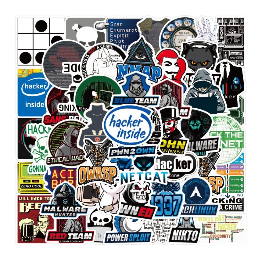 50 Peças Adesivo Hacker Capacete Decorativo Bagagem Guitarra Adesivos À Prova D'água em Oferta na Shopee