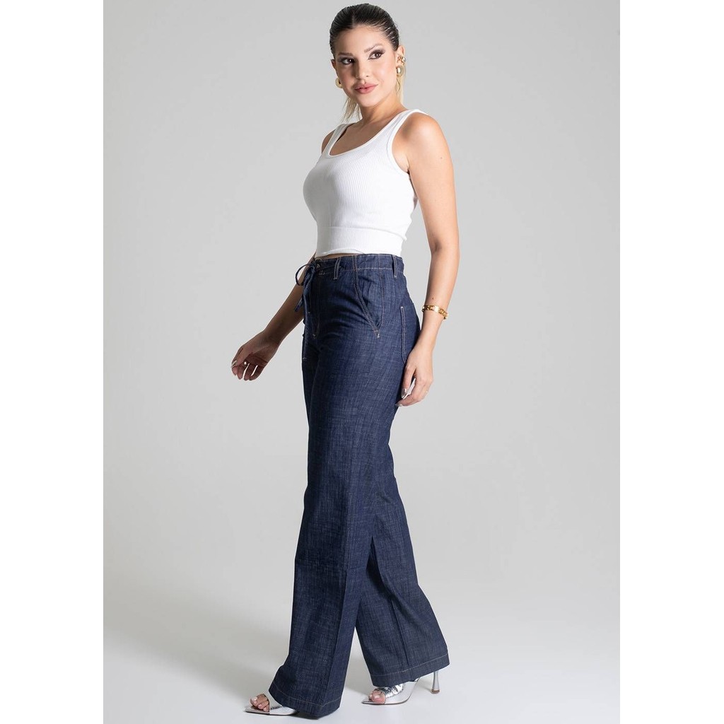 Detalhes do Calca Jeans Sawary Pantalona Wide Leg - 278933