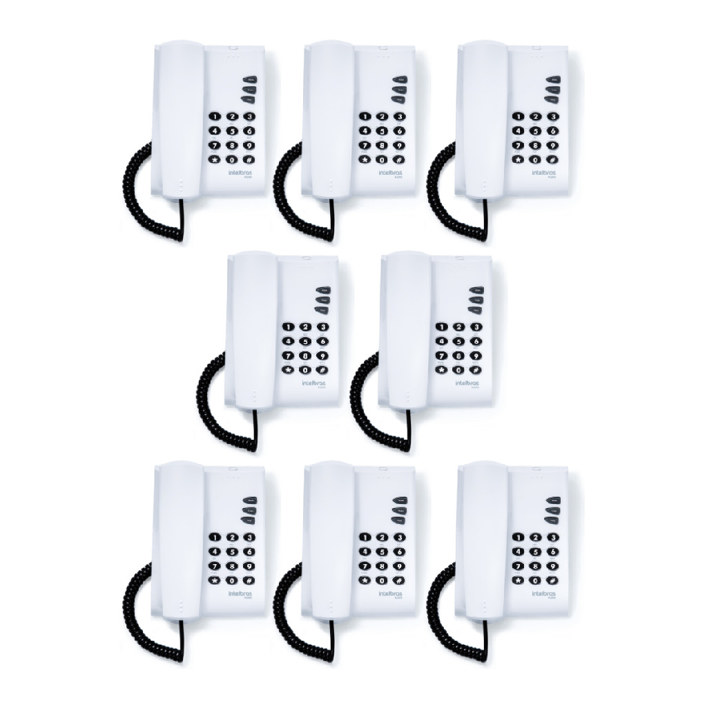 Telefone Fixo Com Fio Pleno Intelbras Sem Chave Cinza - 8 Unidades