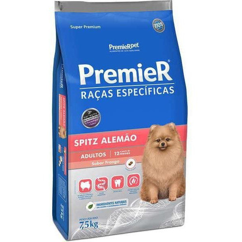 Ração Premier Raças Específicas Spitz Alemão Adulto Sabor Frango De 7.5 Kg